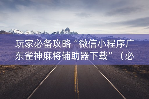 玩家必备攻略“微信小程序广东雀神麻将辅助器下载”（必赢神器辅助器)