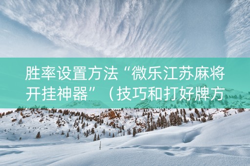 胜率设置方法“微乐江苏麻将开挂神器”（技巧和打好牌方法)