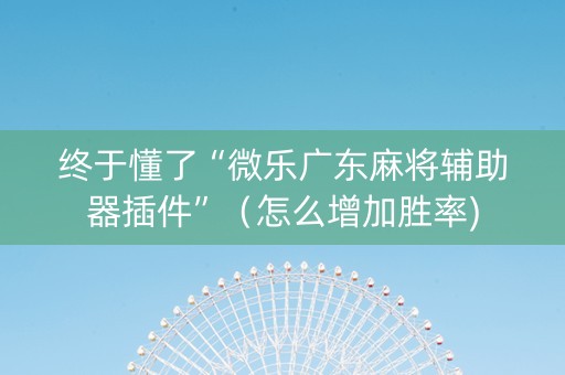 终于懂了“微乐广东麻将辅助器插件”（怎么增加胜率)