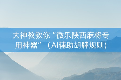 大神教教你“微乐陕西麻将专用神器”（AI辅助胡牌规则)