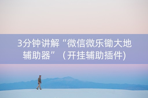 3分钟讲解“微信微乐锄大地辅助器”（开挂辅助插件)