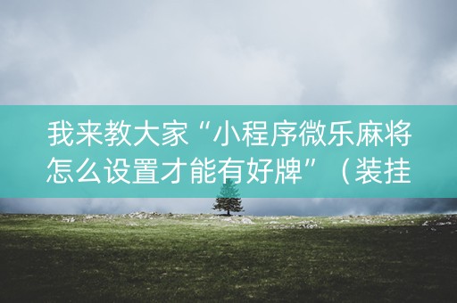 我来教大家“小程序微乐麻将怎么设置才能有好牌”（装挂怎么安装)