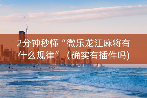 2分钟秒懂“微乐龙江麻将有什么规律”（确实有插件吗)