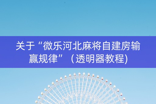 关于“微乐河北麻将自建房输赢规律”（透明器教程)