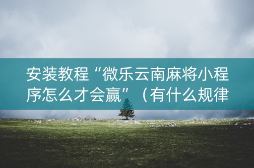 安装教程“微乐云南麻将小程序怎么才会赢”（有什么规律)