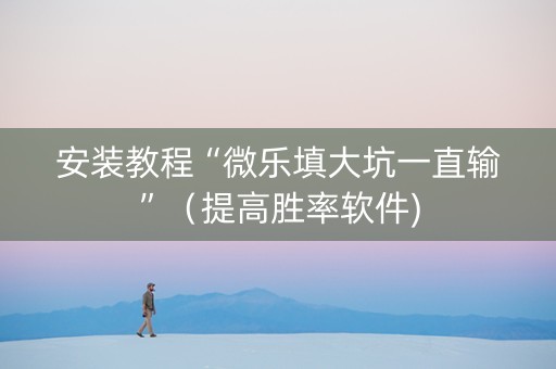 安装教程“微乐填大坑一直输”（提高胜率软件)