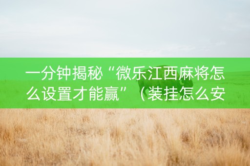一分钟揭秘“微乐江西麻将怎么设置才能赢”（装挂怎么安装)