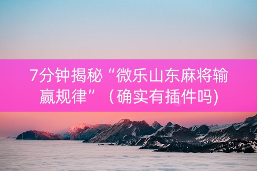 7分钟揭秘“微乐山东麻将输赢规律”（确实有插件吗)