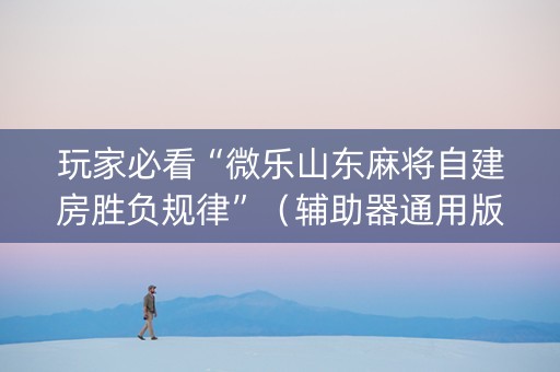 玩家必看“微乐山东麻将自建房胜负规律”（辅助器通用版)