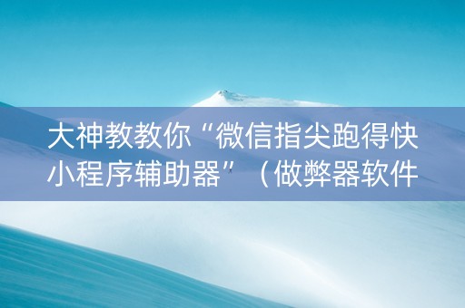 大神教教你“微信指尖跑得快小程序辅助器”（做弊器软件下载)