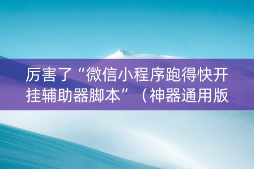 厉害了“微信小程序跑得快开挂辅助器脚本”（神器通用版)