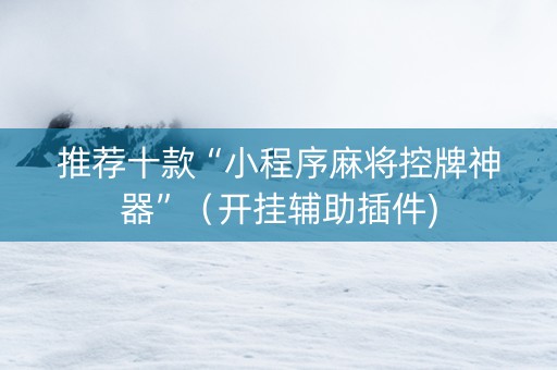 推荐十款“小程序麻将控牌神器”（开挂辅助插件)