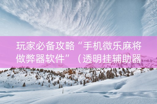 玩家必备攻略“手机微乐麻将做弊器软件”（透明挂辅助器)