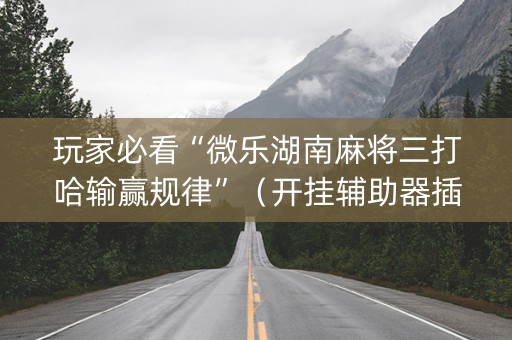 玩家必看“微乐湖南麻将三打哈输赢规律”（开挂辅助器插件)
