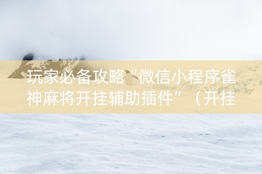 玩家必备攻略“微信小程序雀神麻将开挂辅助插件”（开挂辅助插件)