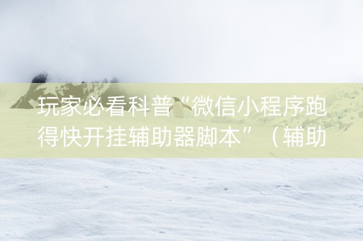 玩家必看科普“微信小程序跑得快开挂辅助器脚本”（辅助器通用版)