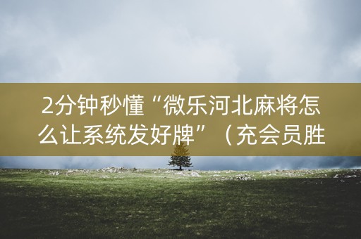 2分钟秒懂“微乐河北麻将怎么让系统发好牌”（充会员胜率高)