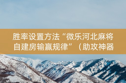 胜率设置方法“微乐河北麻将自建房输赢规律”（助攻神器)