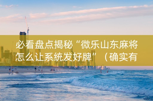 必看盘点揭秘“微乐山东麻将怎么让系统发好牌”（确实有插件吗)