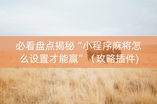 必看盘点揭秘“小程序麻将怎么设置才能赢”（攻略插件)