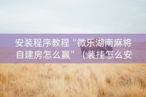 安装程序教程“微乐湖南麻将自建房怎么赢”（装挂怎么安装)
