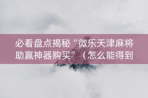 必看盘点揭秘“微乐天津麻将助赢神器购买”（怎么能得到好牌)