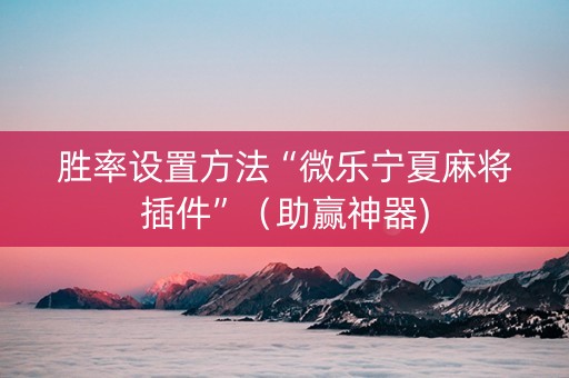 胜率设置方法“微乐宁夏麻将插件”（助赢神器)