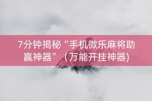 7分钟揭秘“手机微乐麻将助赢神器”（万能开挂神器)