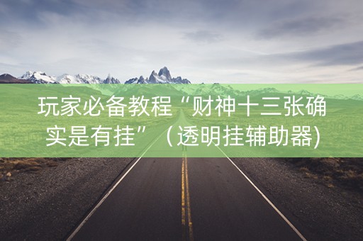 玩家必备教程“财神十三张确实是有挂”（透明挂辅助器)