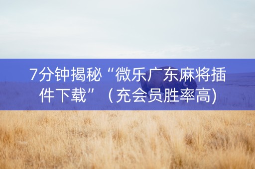 7分钟揭秘“微乐广东麻将插件下载”（充会员胜率高)