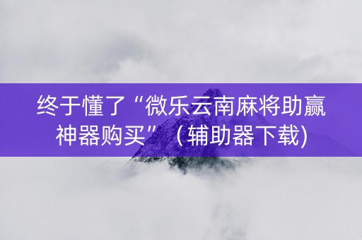 终于懂了“微乐云南麻将助赢神器购买”（辅助器下载)