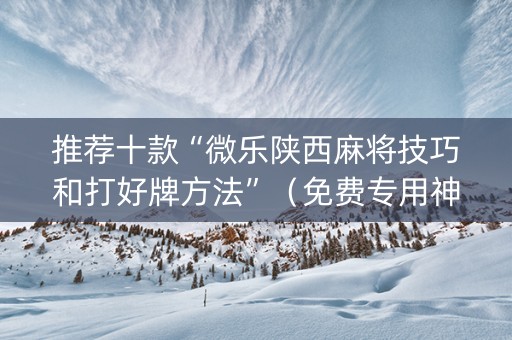 推荐十款“微乐陕西麻将技巧和打好牌方法”（免费专用神器)