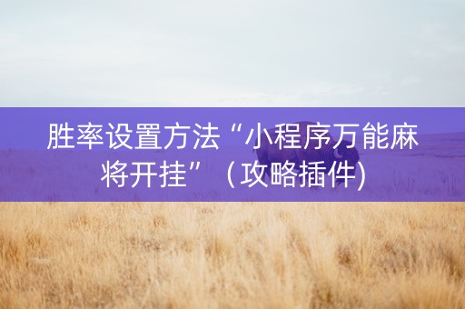 胜率设置方法“小程序万能麻将开挂”（攻略插件)