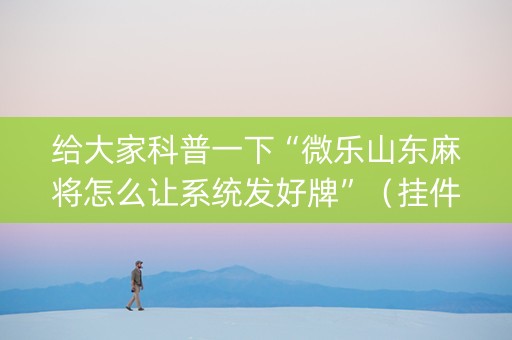 给大家科普一下“微乐山东麻将怎么让系统发好牌”（挂件神器)