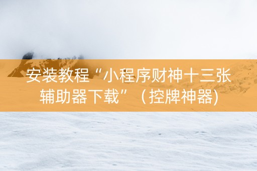 安装教程“小程序财神十三张辅助器下载”（控牌神器)