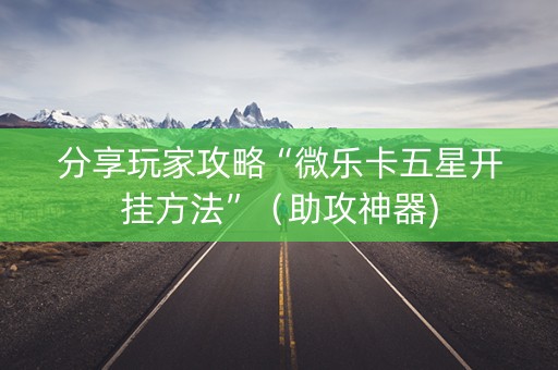分享玩家攻略“微乐卡五星开挂方法”（助攻神器)