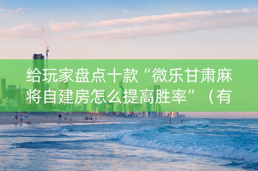 给玩家盘点十款“微乐甘肃麻将自建房怎么提高胜率”（有没有猫腻)
