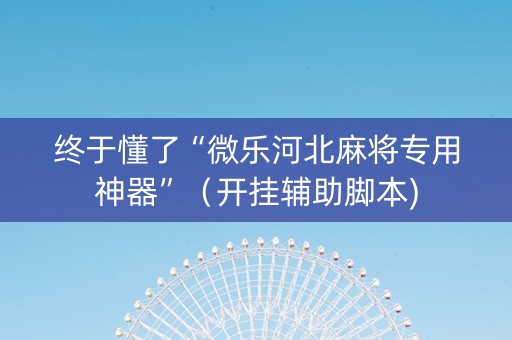 终于懂了“微乐河北麻将专用神器”（开挂辅助脚本)