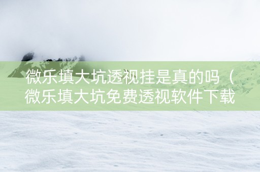 微乐填大坑透视挂是真的吗（微乐填大坑免费透视软件下载）