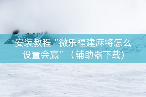 安装教程“微乐福建麻将怎么设置会赢”（辅助器下载)