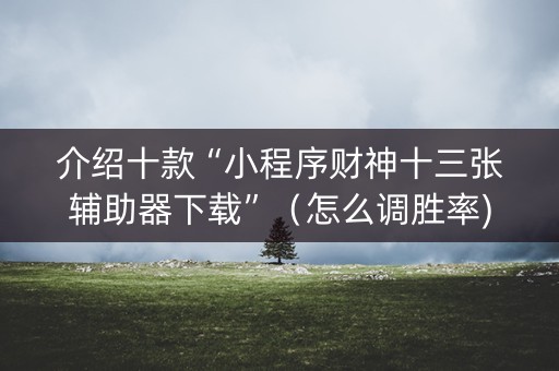 介绍十款“小程序财神十三张辅助器下载”（怎么调胜率)