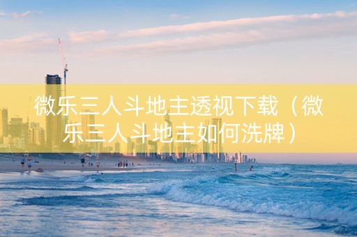 微乐三人斗地主透视下载（微乐三人斗地主如何洗牌）