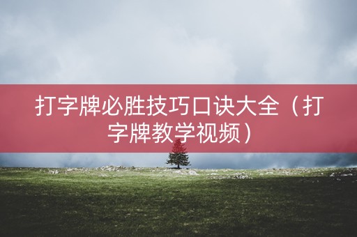 打字牌必胜技巧口诀大全（打字牌教学视频）