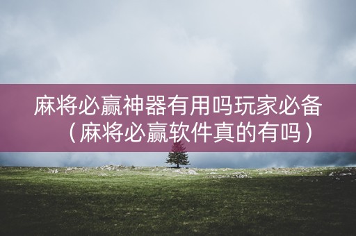 麻将必赢神器有用吗玩家必备（麻将必赢软件真的有吗）