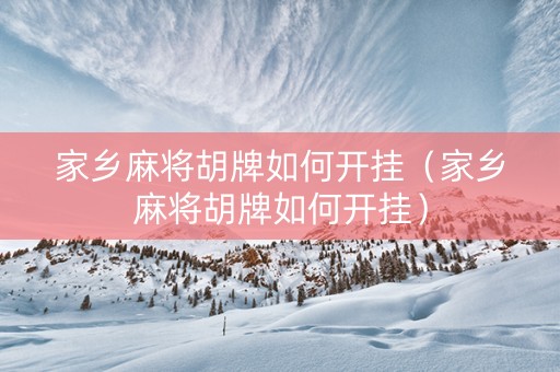 家乡麻将胡牌如何开挂（家乡麻将胡牌如何开挂）