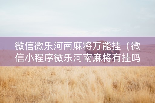 微信微乐河南麻将万能挂（微信小程序微乐河南麻将有挂吗）