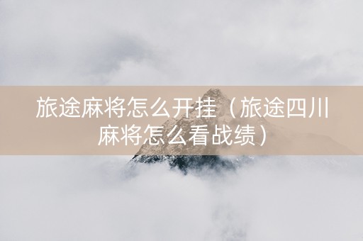 旅途麻将怎么开挂（旅途四川麻将怎么看战绩）