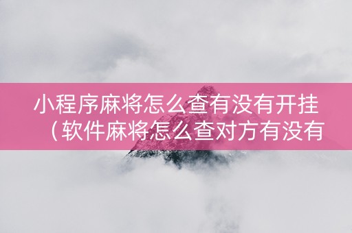 小程序麻将怎么查有没有开挂（软件麻将怎么查对方有没有开挂）