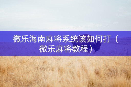 微乐海南麻将系统该如何打（微乐麻将教程）