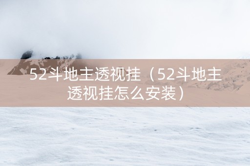 52斗地主透视挂（52斗地主透视挂怎么安装）